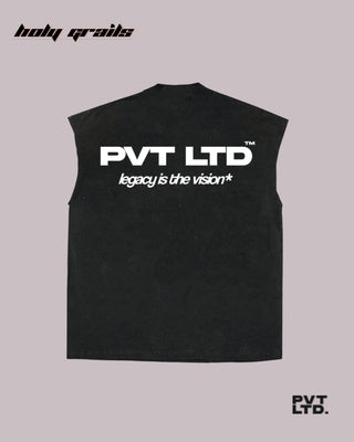 Streetwear Style 'Pick Your Own Battles' Black 240 GSM French Terry Boxy Fit Printed Vest HG x Pvt Ltd - Back