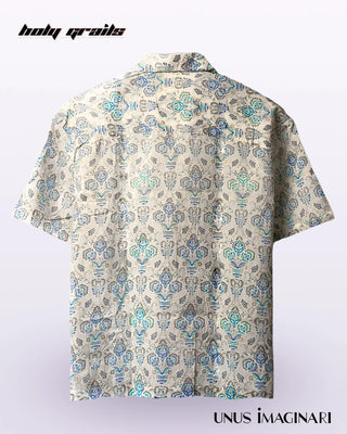 Streetwear Style 'Pushp' Cream Beige 100% Cotton Jaipur & Sanganari Print Oversize Half-Sleeve Shirt HG x Unus Imaginari - Back