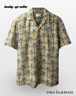Streetwear Style 'Rajasi' Yellow Chikankari Fabric Half-Sleeve Oversize Shirt HG x Unus Imaginari - Front