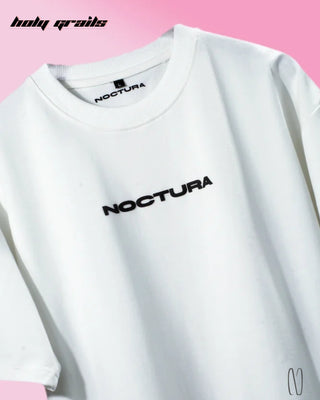 Streetwear Style 'Sakura' White 260 GSM French Terry Cotton Oversize Graphic Tee HG x Noctura - Front