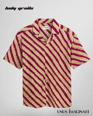 Streetwear Style 'Sunehri' Red & Orange Half-Sleeve 100% Cotton Jaipur & Sanganeri Print Oversize Shirt HG x Unus Imaginari - Front