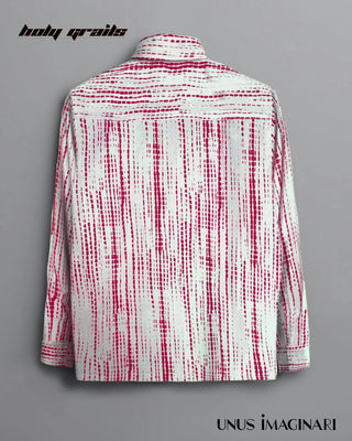 Streetwear Style 'Surkh' Red & White Abstract Full-Sleeve Premium Breathable Fabric Oversize Shirt HG x Unus Imaginari - Back