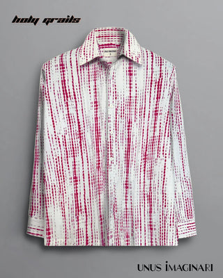 Streetwear Style 'Surkh' Red & White Abstract Full-Sleeve Premium Breathable Fabric Oversize Shirt HG x Unus Imaginari - Front