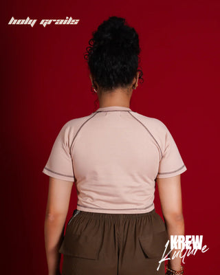 Streetwear Style 'The Brown Stitch' Brown French Terry Cotton 240 GSM Crop Top - Back