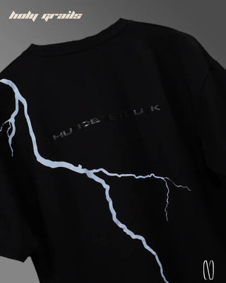 Streetwear Style 'Thunderstruck' Reflective Black 260 GSM 100% French Terry Cotton T-Shirt HG x Noctura - Back