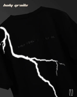 Streetwear Style 'Thunderstruck' Reflective Black 260 GSM 100% French Terry Cotton T-Shirt HG x Noctura - Back in Dark