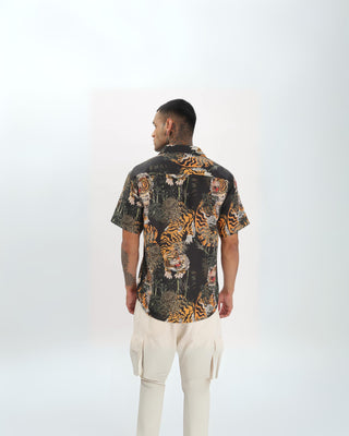 Streetwear Style 'Tiger Tropicana' Multi Color Oversize Half Sleeve Spread Collar Shirt HG x Bumchiq - Back Full