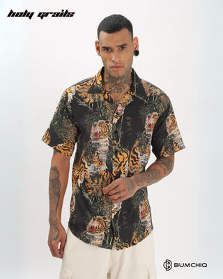 Streetwear Style 'Tiger Tropicana' Multi Color Oversize Half Sleeve Spread Collar Shirt HG x Bumchiq - Front