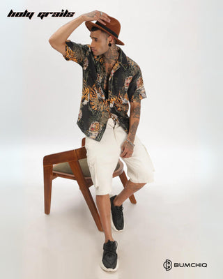 Streetwear Style 'Tiger Tropicana' Multi Color Oversize Half Sleeve Spread Collar Shirt HG x Bumchiq - Front Full