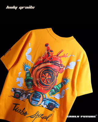 Streetwear Style 'Turbro Speed' Chrome Yellow Oversized Tee - Back