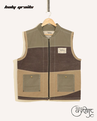 Streetwear Style 'Waves' Multi Color UpCycled Denim Vest HG x Just A Karigar - Front