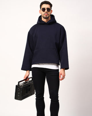Streetwear Style 'Winter Uniform Navy Blue Oversized Hoodies' - Front