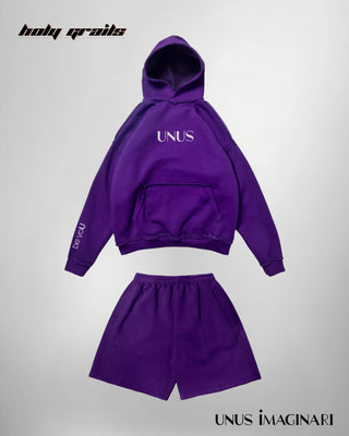Streetwear 'Purpled' 340 GSM 100% Cotton Hoodie & Shorts Winter Co-ord Set HG x Unus Imaginari - Front