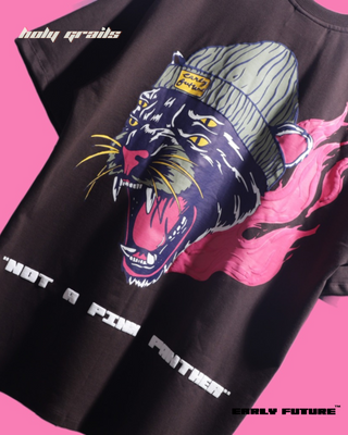 Streetwear Style 'Not A Pink Panther' Cacoa Brown Oversized 230 GSM Terry Cotton T-Shirt - Back