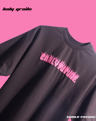 Streetwear Style 'Not A Pink Panther' Cacoa Brown Oversized 230 GSM Terry Cotton T-Shirt - Front