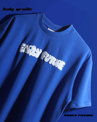 Streetwear Style 'Stay Fly' Navy Blue Oversized 230 GSM Terry Cotton T-Shirt - Front