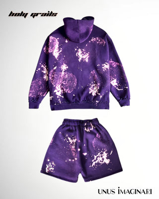 Streetwear 'Unpurpled' Purple 340 GSM 100% Cotton Hoodie & Shorts Winter Co-ord Set HG x Unus Imaginari - Back