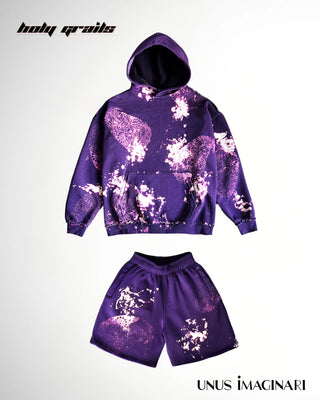 Streetwear 'Unpurpled' Purple 340 GSM 100% Cotton Hoodie & Shorts Winter Co-ord Set HG x Unus Imaginari - Front