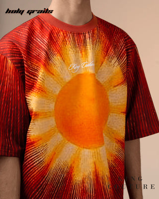 'Sun God Oversized Tee Shirt' HG x King Couture - Front Top Close Up