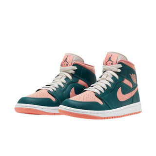 Wmns Nike Air Jordan 1 Mid 'Dark Teal Green' Sneakers - Front