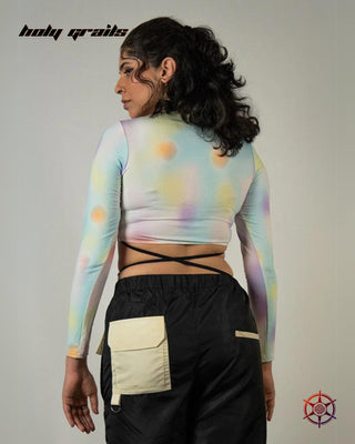 Women In Streetwear Style 'Spectrum Netted' Multi-Color 290 GSM Viscose Cotton Lycra Jersey Knit Corset HG x Duskin - Back