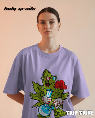 Women in Street Style 'ZaZa High' Lavender 240 GSM 100% Cotton Oversize Tee HG x Trip Tribe - Front