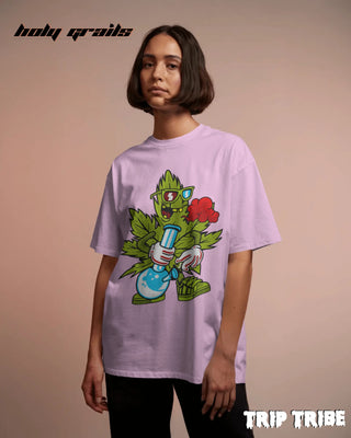 Women in Street Style 'ZaZa High' Light Baby Pink 240 GSM 100% Cotton Oversize Tee HG x Trip Tribe - Front