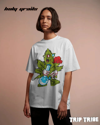 Women in Street Style 'ZaZa High' White 240 GSM 100% Cotton Oversize Tee HG x Trip Tribe - Front
