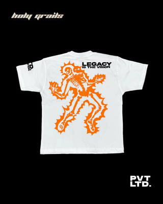 Streetwear Style Legacy Is The Vision White Oversized 240 GSM Cotton T-Shirt HG x Pvt. Ltd. - Back