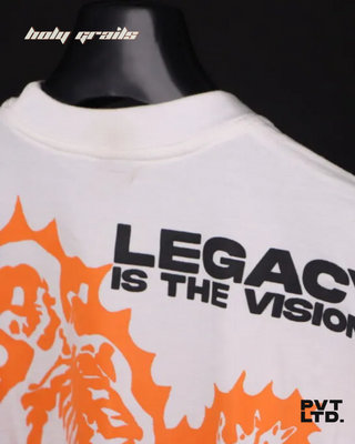 Streetwear Style Legacy Is The Vision White Oversized 240 GSM Cotton T-Shirt HG x Pvt. Ltd. - Back Close Up