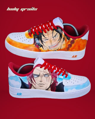 Air Force 1 x Ace x Shank Fandom One Piece Anime Themed Custom Sneakers - Public Sides
