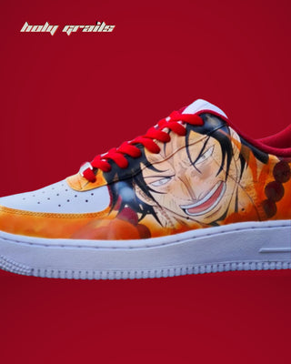 Air Force 1 x Ace x Shank Fandom One Piece Anime Themed Custom Sneakers - Public Side Close Up