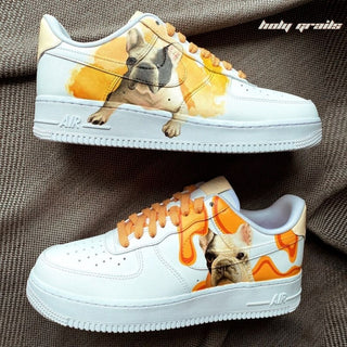 Air Force 1 x Adorable Bulldog Pets Themed Hand Painted Custom Kicks - Both Sides