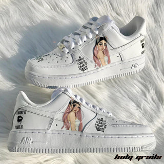 Air Force 1 x Ariana Grande Music Themed Custom Kicks - Both Sides Close Up