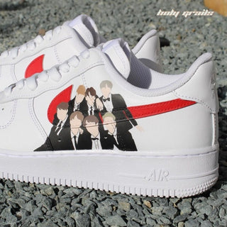 Air Force 1 x Army Korean Themed Hand Painted Custom Kicks - Side 1 Close Up