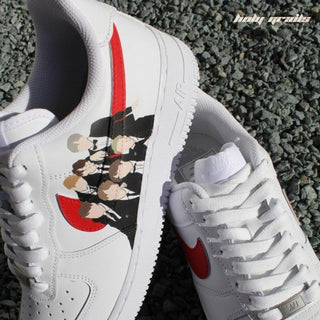 Air Force 1 x Army Korean Themed Hand Painted Custom Kicks - Top & Side 2 Close Up