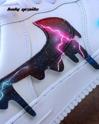 Air Force 1 x Astro Drip Altered Swoosh Custom Kicks - Side Close Up