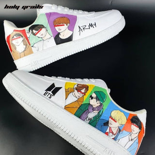 Air Force 1 x BTS Army Korean Themed Hand Painted Custom Kicks - Sides