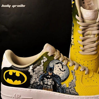 Air Force 1 x Batman Marvel DC Themed Hand Painted Custom Kicks - Top & Side Close Up