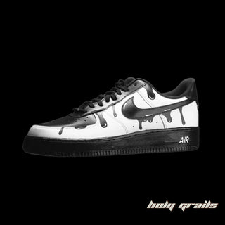 Air Force 1 x Black & White Drip Altered Swoosh Custom Kicks - Side 2