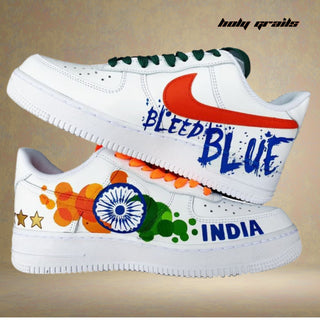 Air Force 1 x Bleed Blue Sports Themed Hand Painted Custom Kicks - Sides