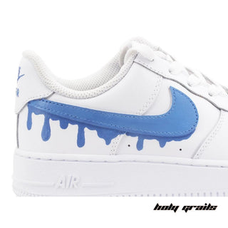 Air Force 1 x Bleeding Blue Altered Swoosh Custom Kicks - Side Swoosh Close Up