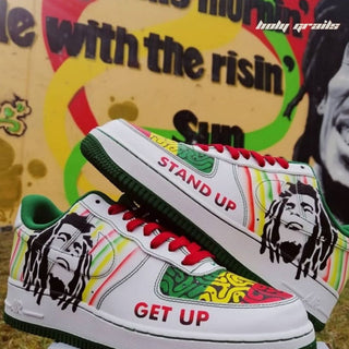 Air Force 1 x Bob Marley Pop Culture Themed Hand Painted Custom Kicks - Both Sides