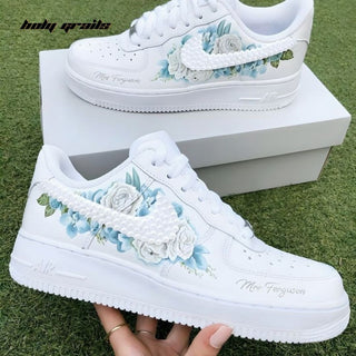 Air Force 1 x Bridal Blues Hand Painted Custom Kicks - Sides