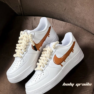 Air Force 1 x Brown Drip Altered Swoosh Custom Kicks - Side 1