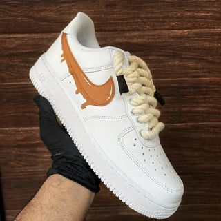 Air Force 1 x Brown Drip Altered Swoosh Custom Kicks - Side 2