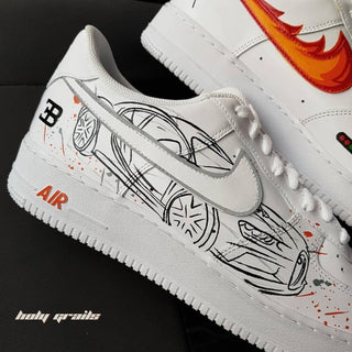 Air Force 1 x Bugatti Graffiti Speed Thrilled Themed Hand Painted Custom Kicks - Both Sides Close