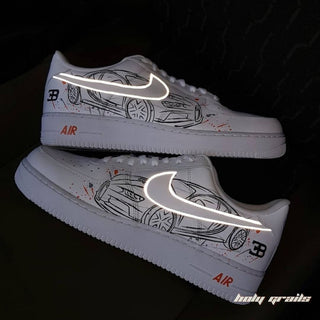 Air Force 1 x Bugatti Graffiti Speed Thrilled Themed Hand Painted Custom Kicks - Outer Sides