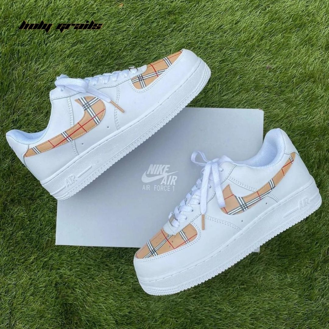 Air Force x Burberry Swoosh Luxury Brand Themed Custom Kicks