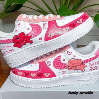 Air Force 1 x Butter Korean Themed Hand Painted Custom Kicks - Sides